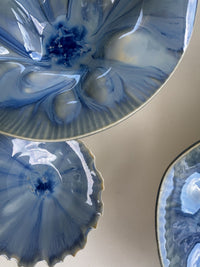 Porcelain Wall Installation with Deep Teal Crystalline