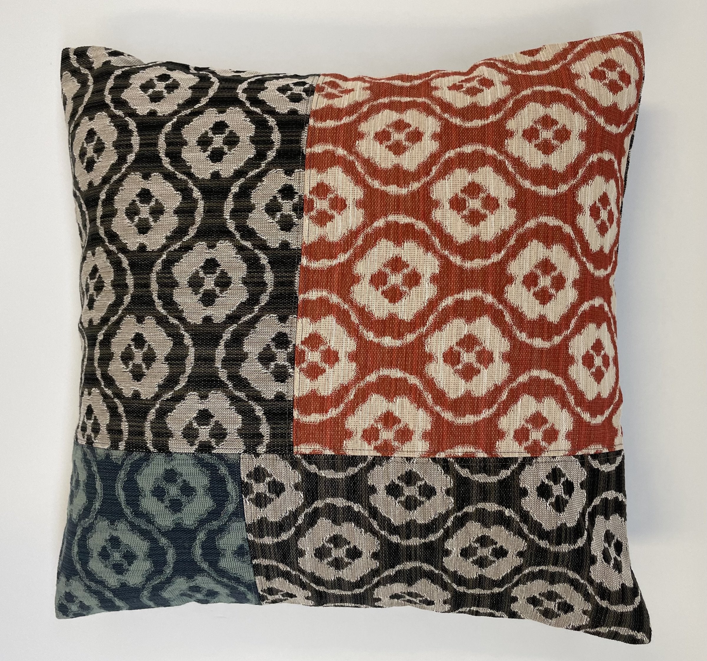 Three Color Pieced Medallion Textile Pillow