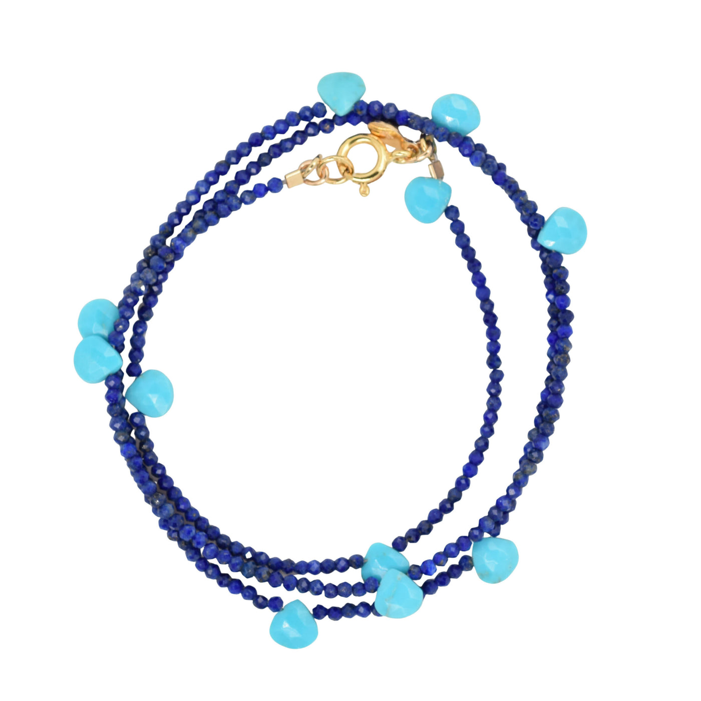 Triple Wrap Convertible Bracelet in Lapis & Turquoise