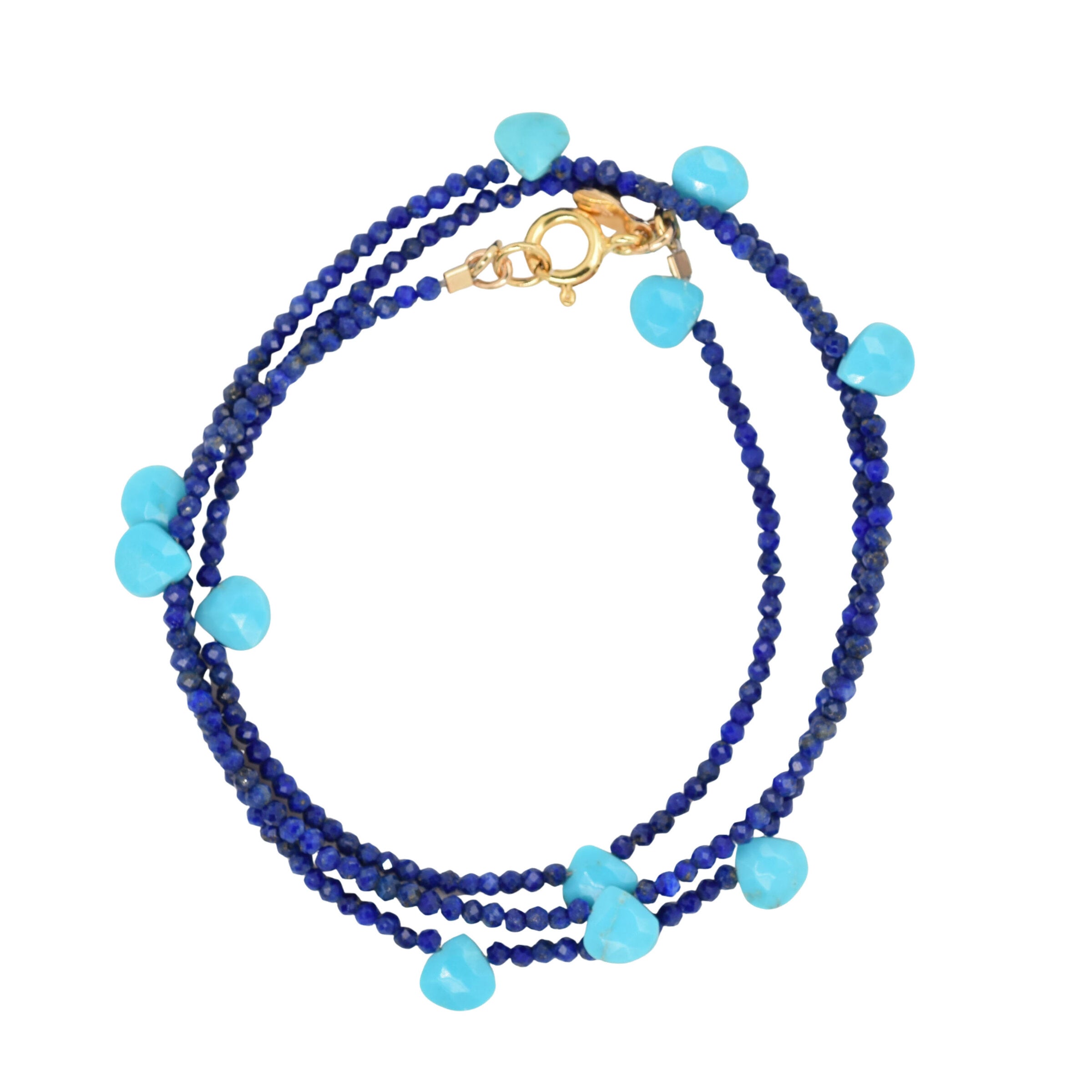 Triple Wrap Convertible Bracelet in Lapis & Turquoise
