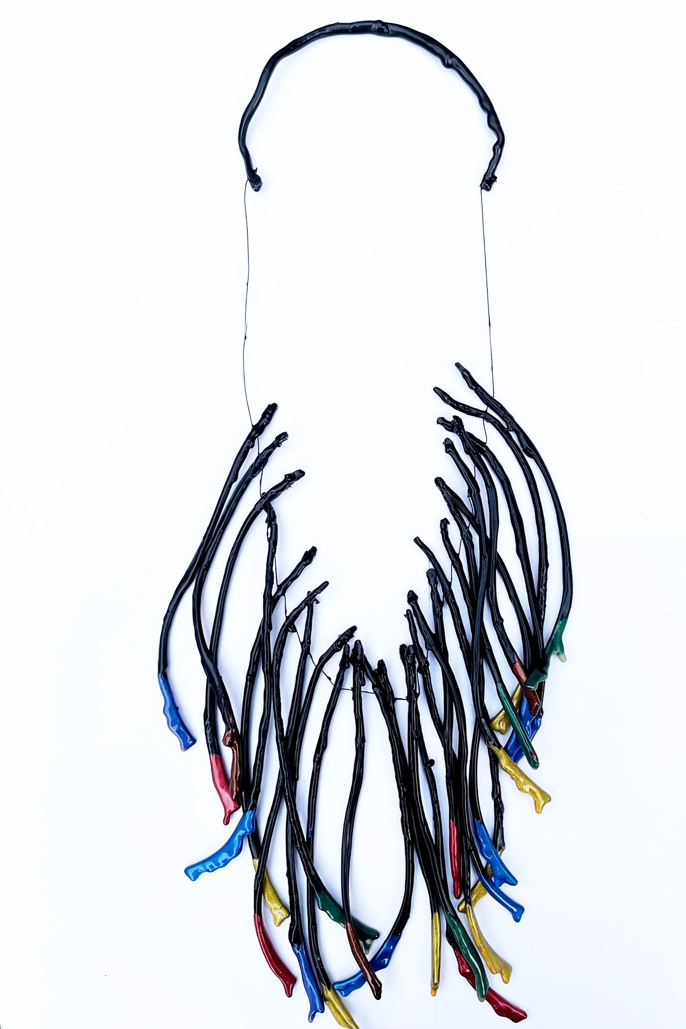 Hanging Rubber Strands Necklace
