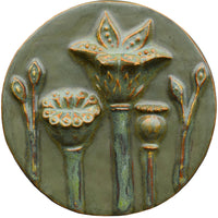 Circle of Poppies Ceramic Tile in Olive Green