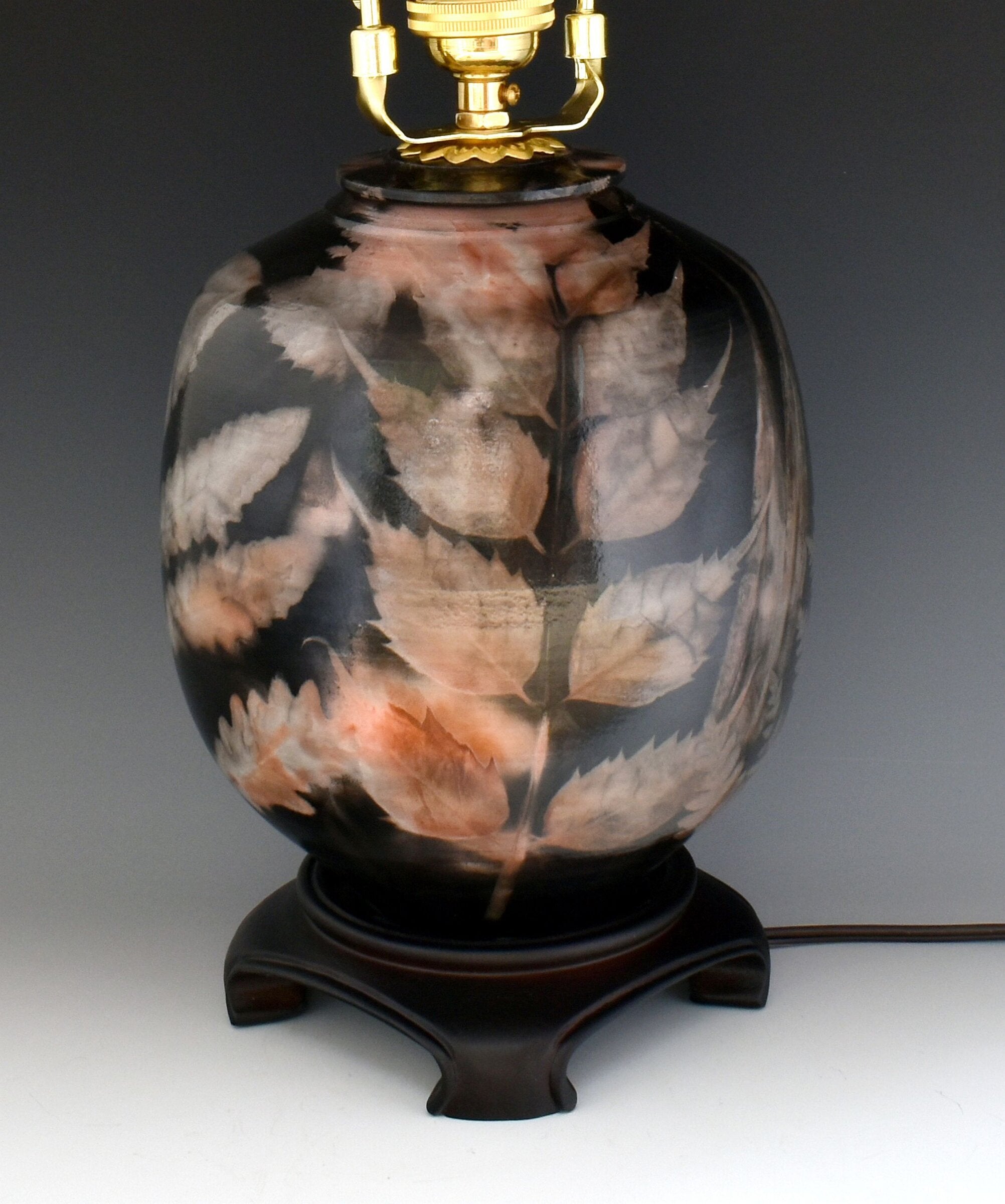 Leafy Saggar-Fired Stoneware Lamp