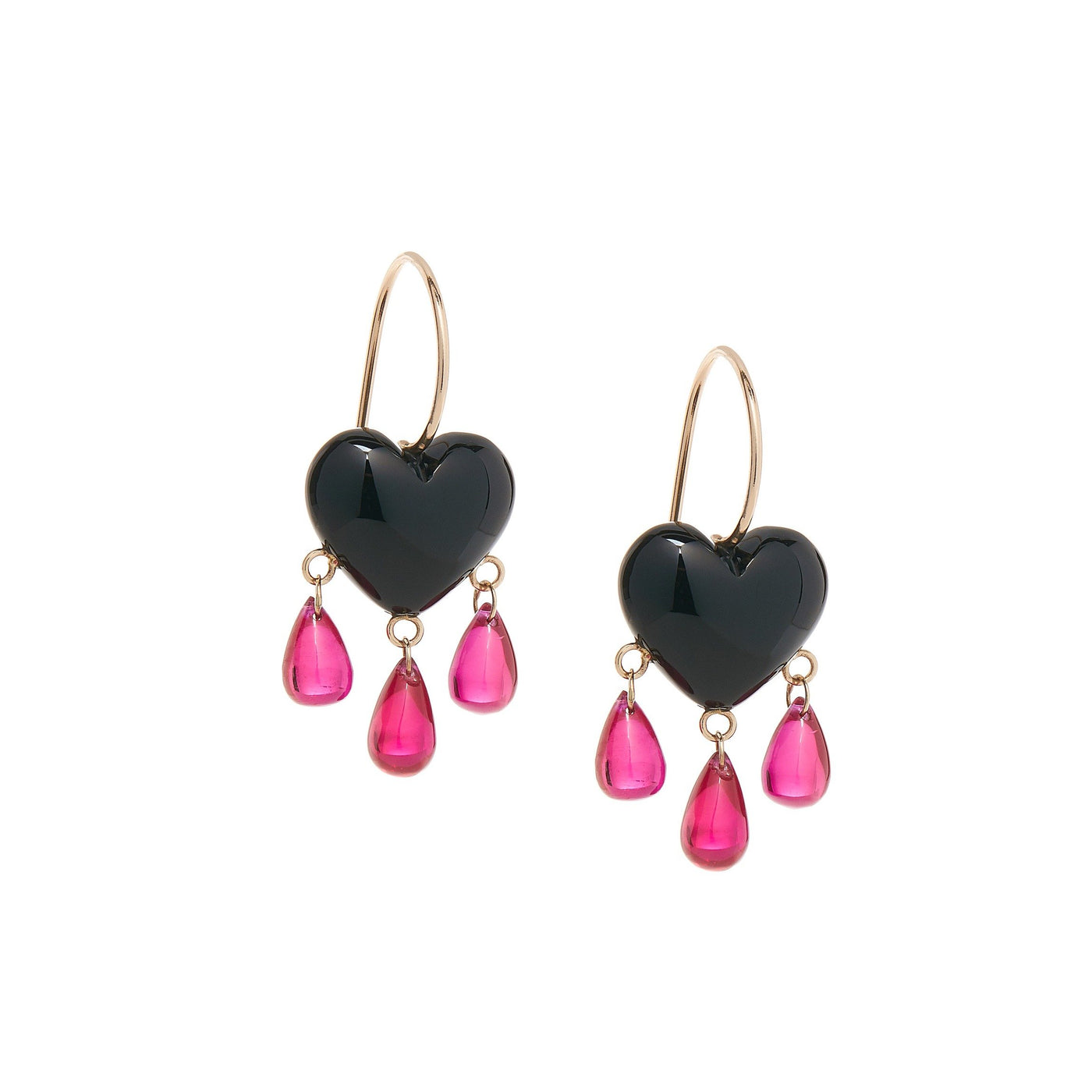 Bleeding Onyx Heart Earrings