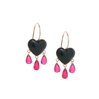 Bleeding Onyx Heart Earrings