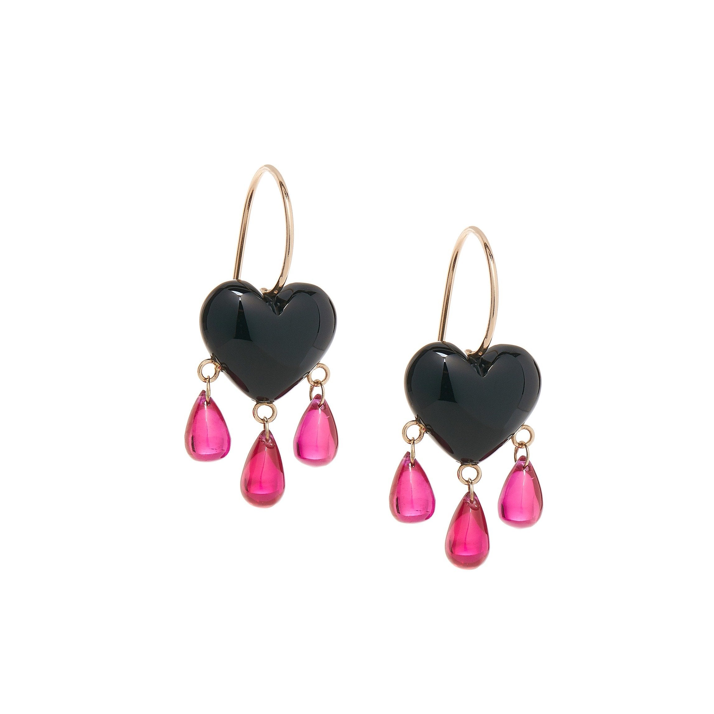 Bleeding Onyx Heart Earrings