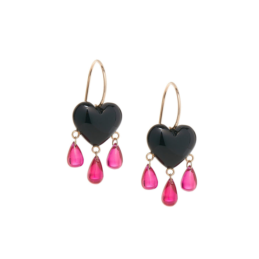 Bleeding Onyx Heart Earrings