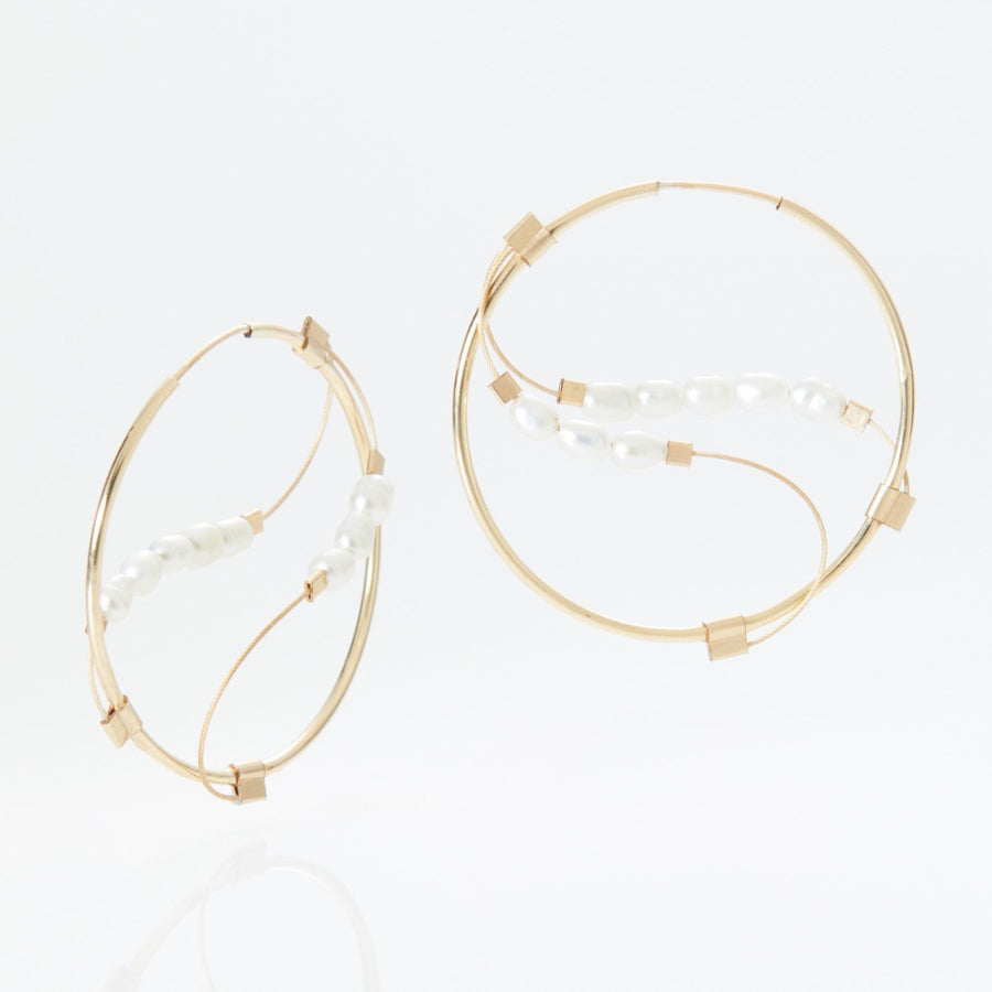 Sine Hoop Earrings with Pearls