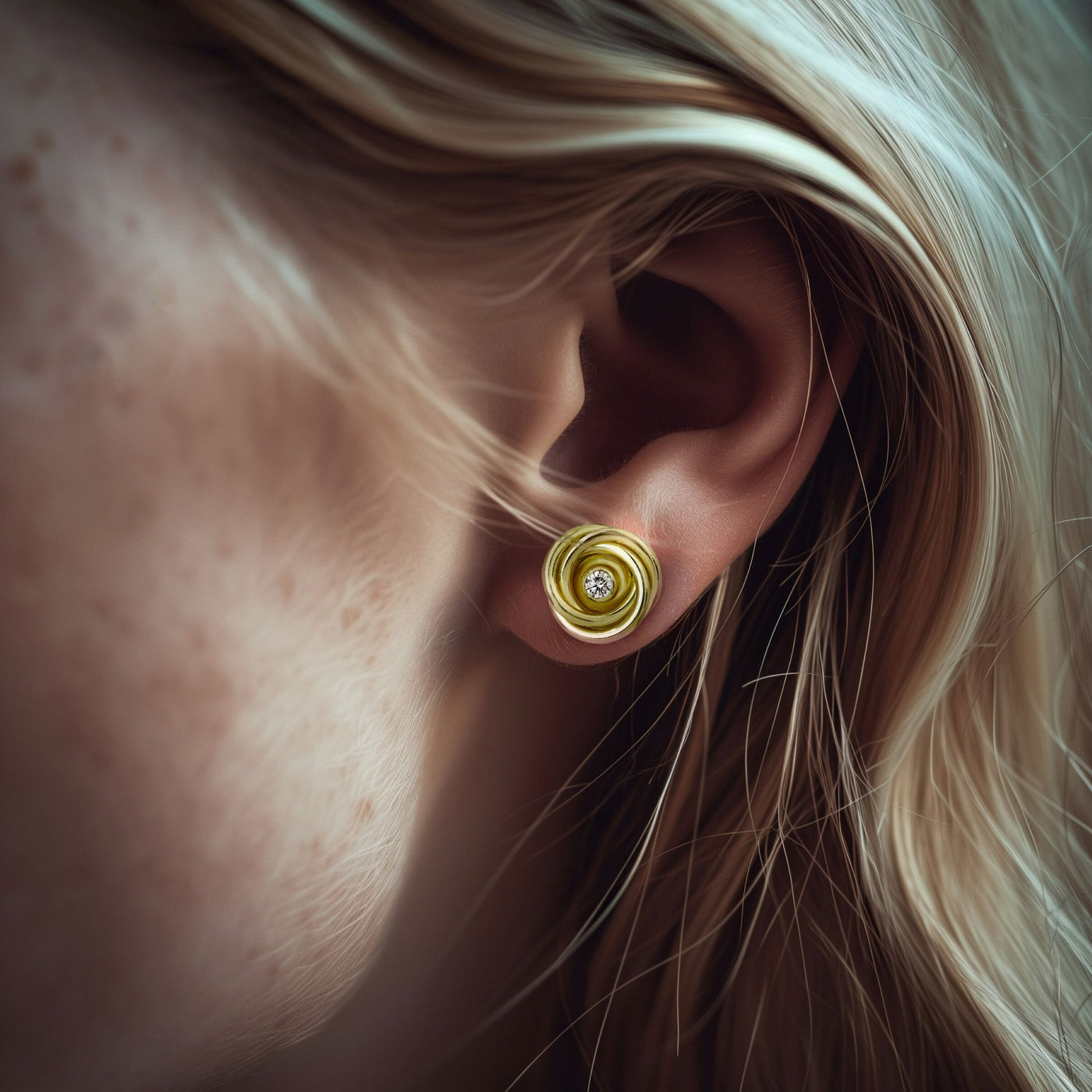 Gold & Diamond Knot Earrings
