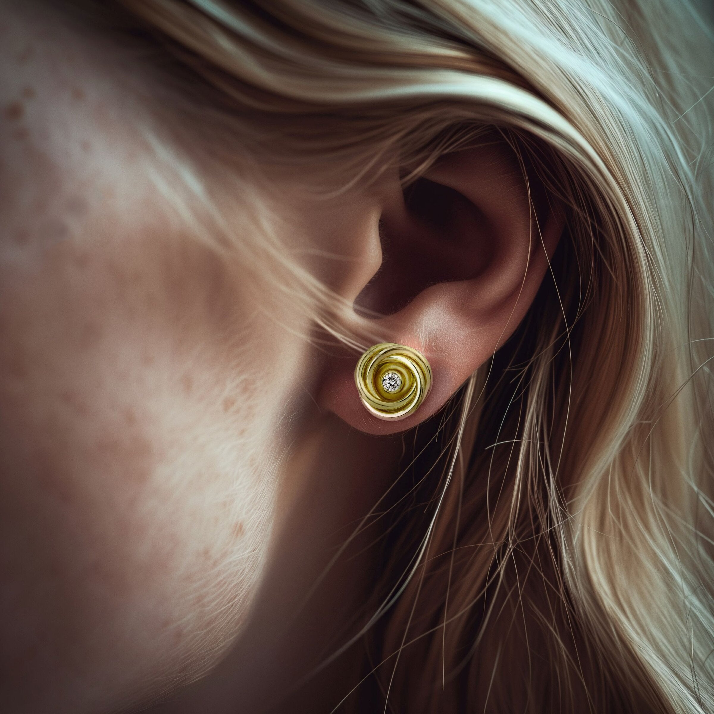 Gold & Diamond Knot Earrings