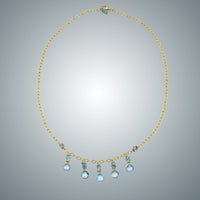 Light Blue Topaz Hearts Necklace