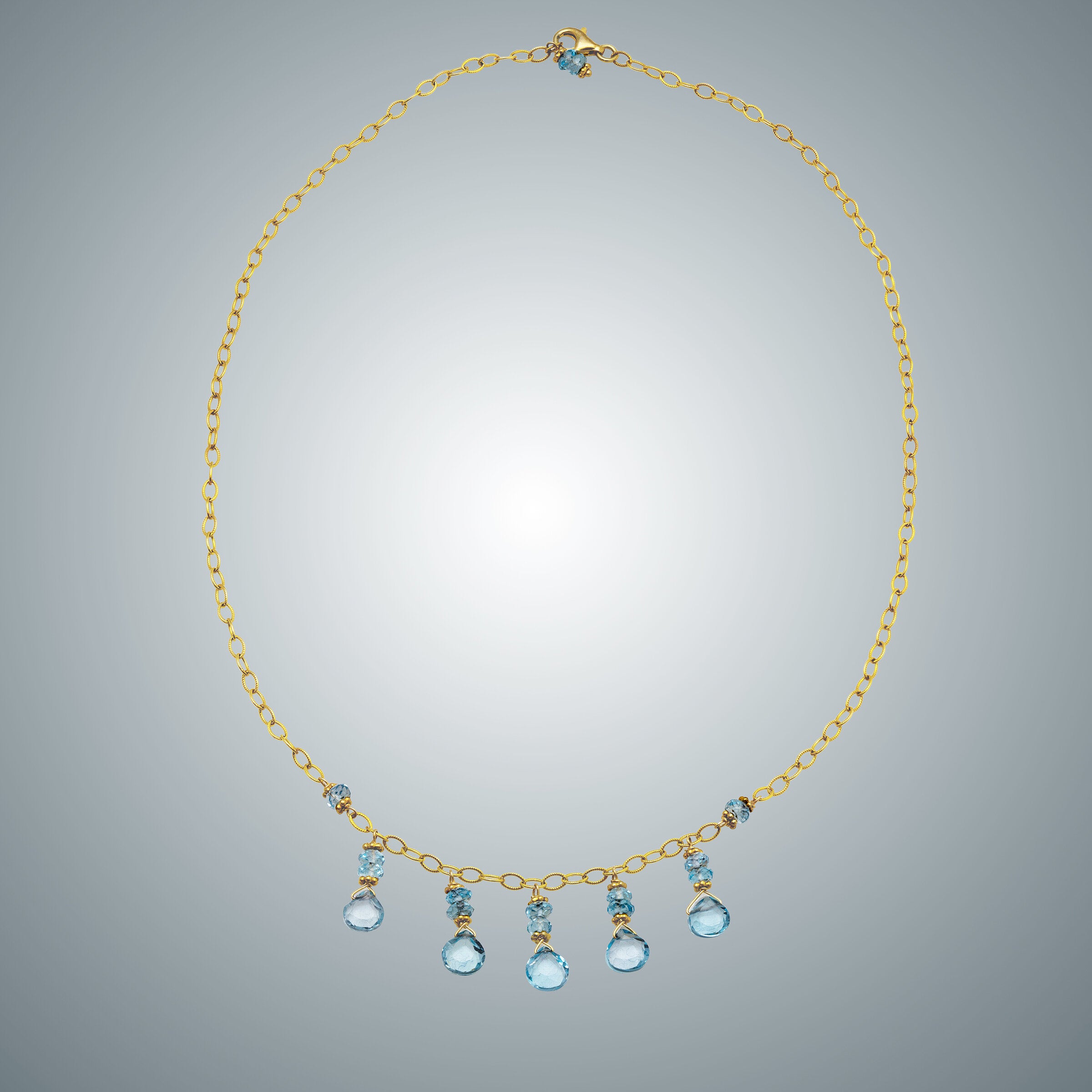 Light Blue Topaz Hearts Necklace