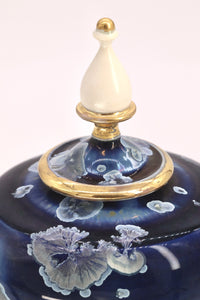 Miniature Blue & Gold Crystalline Jar