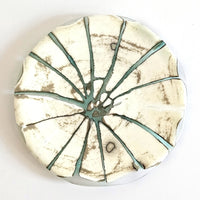 Cream and Light Aqua Sculptural Glass Bowl - Resilience Series