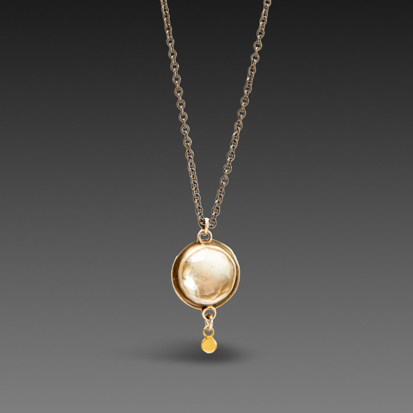 White Topaz & Gold Dot Necklace