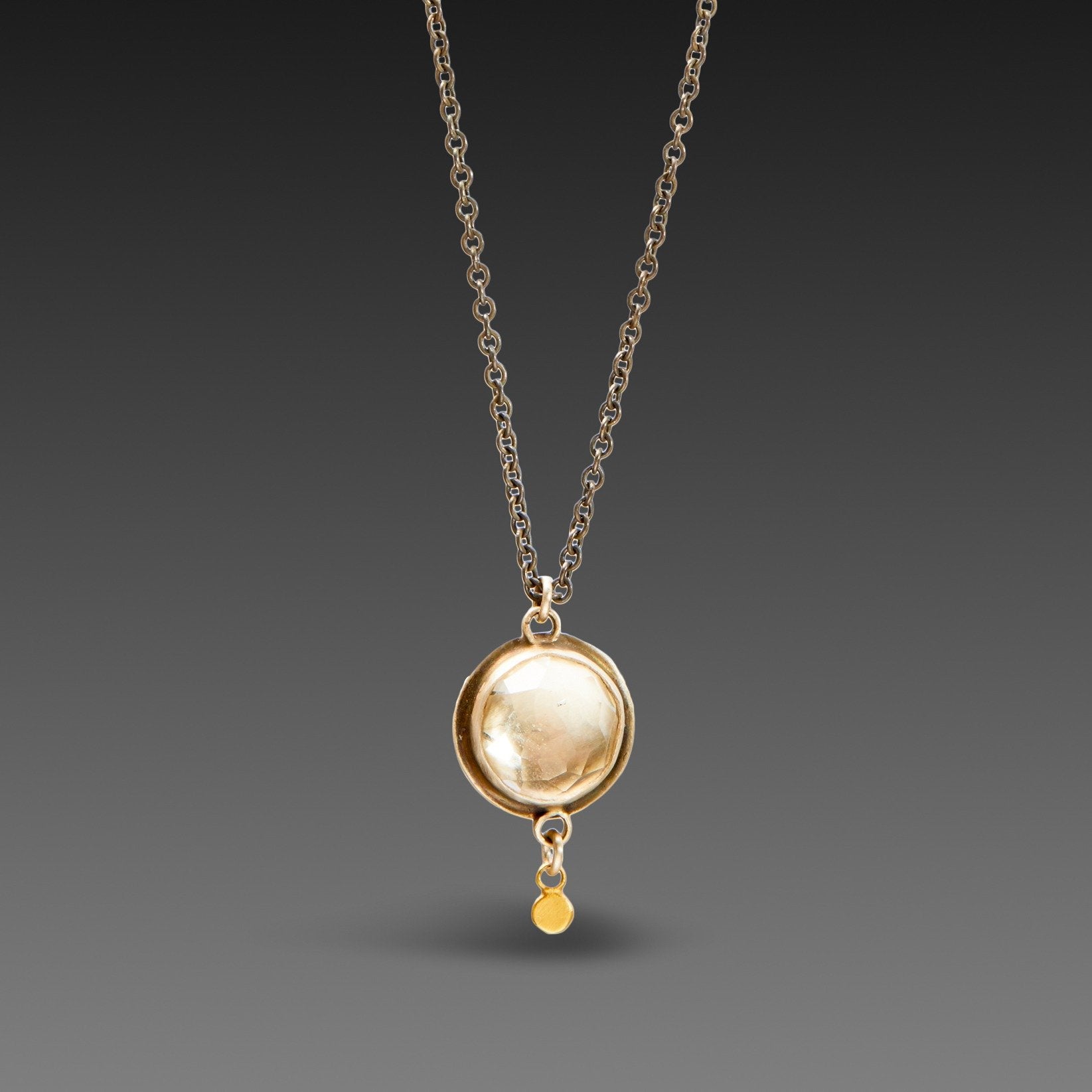 White Topaz & Gold Dot Necklace