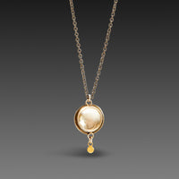 White Topaz & Gold Dot Necklace