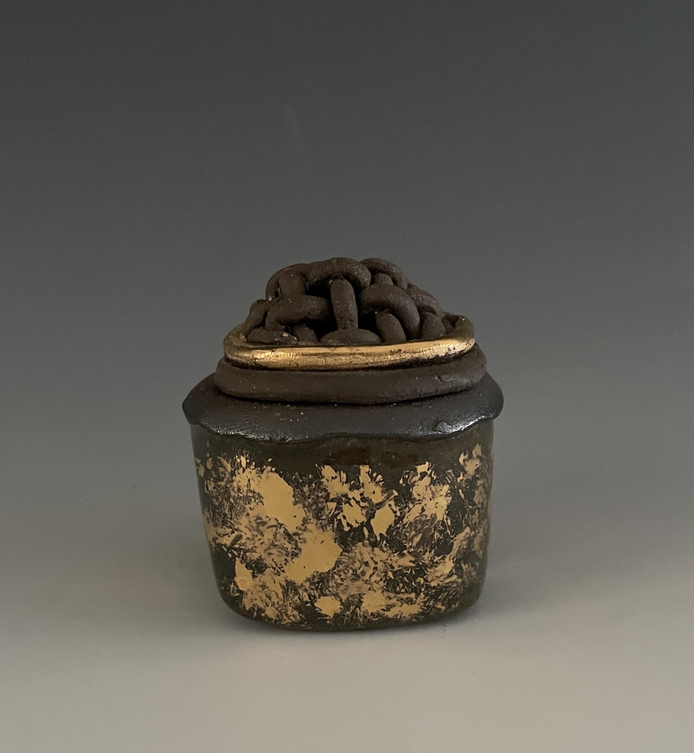Stoneware Black and Gold Box