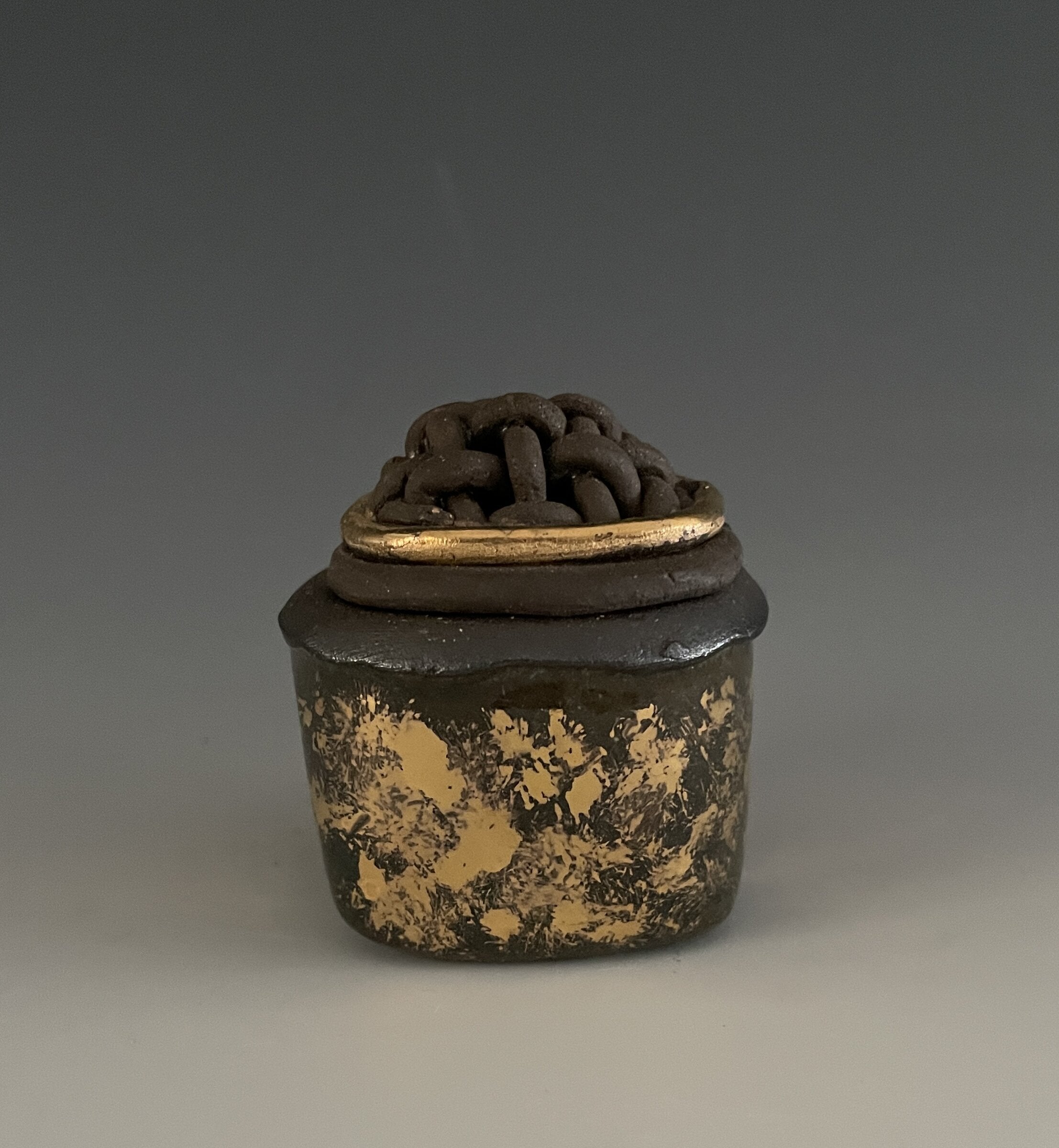 Stoneware Black and Gold Box