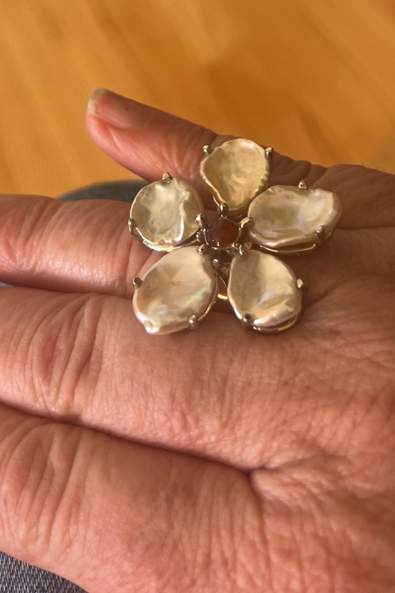 14k Pearl Flower Ring