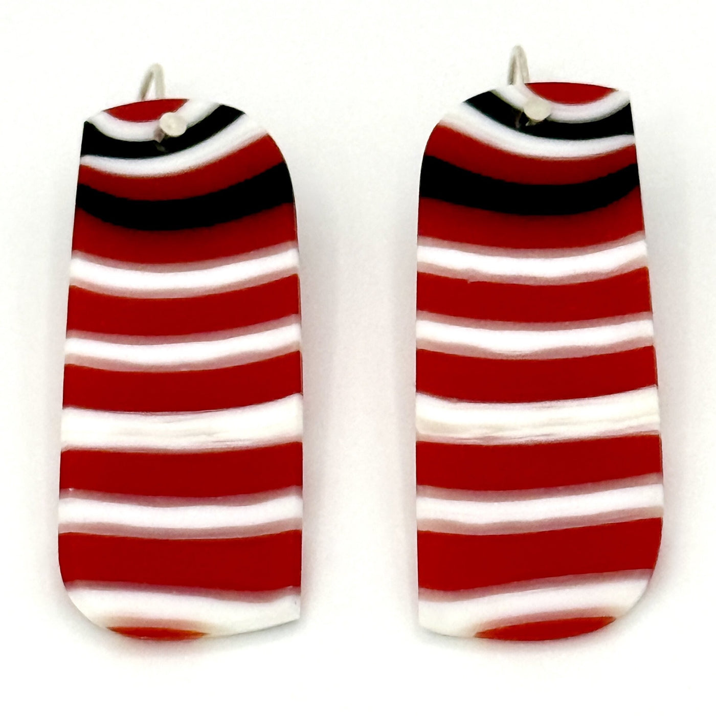 Red, White & Black Striped Earrings