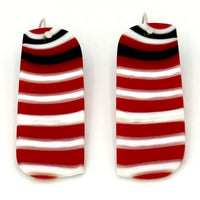 Red, White & Black Striped Earrings