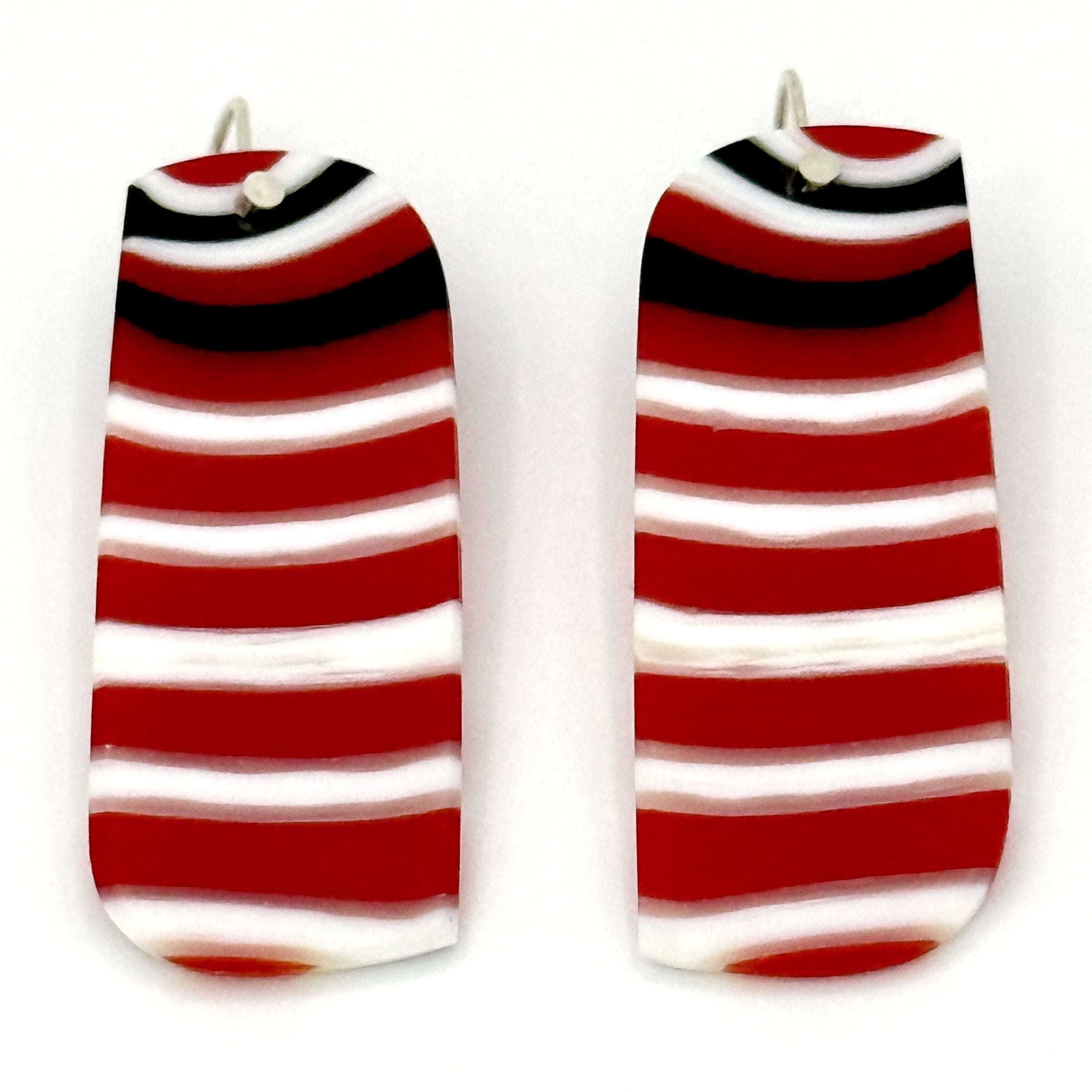 Red, White & Black Striped Earrings