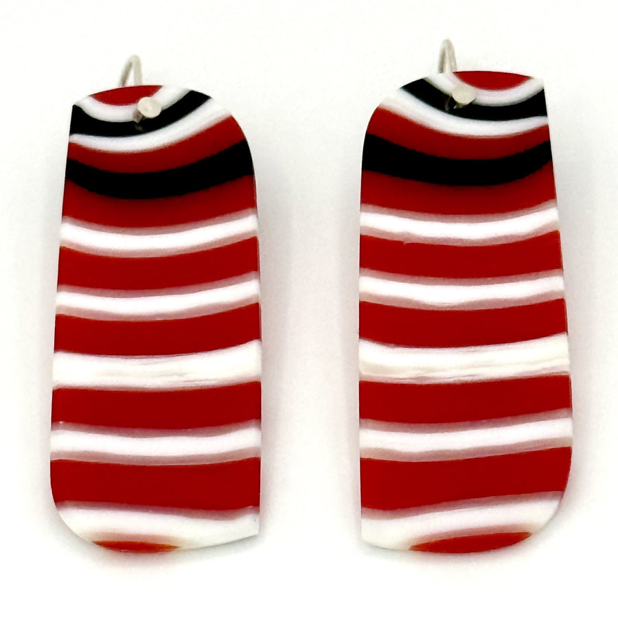 Red, White & Black Striped Earrings