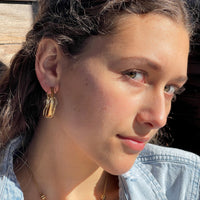 Large Gold Edge Hoop Earrings