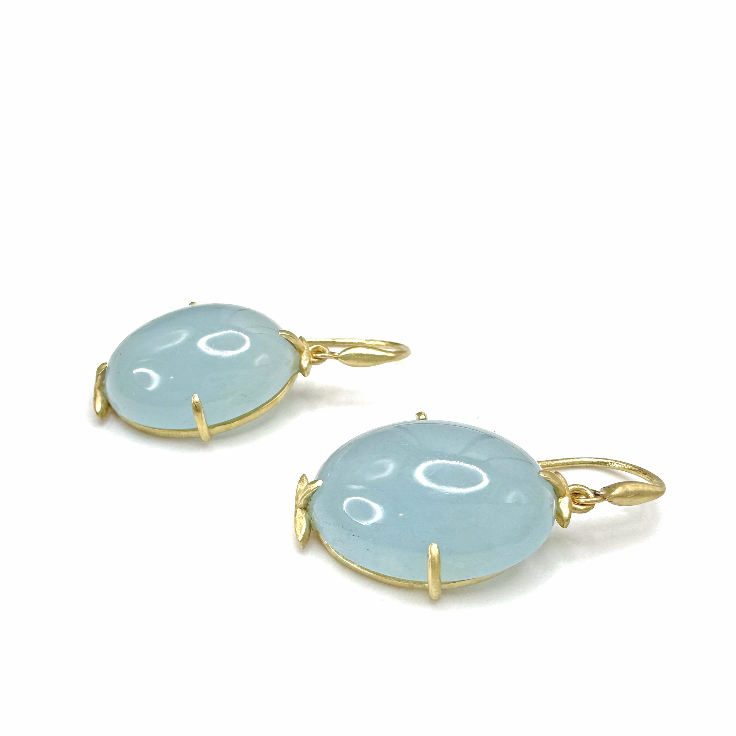 Aquamarine Oval Cab Frame Earrings