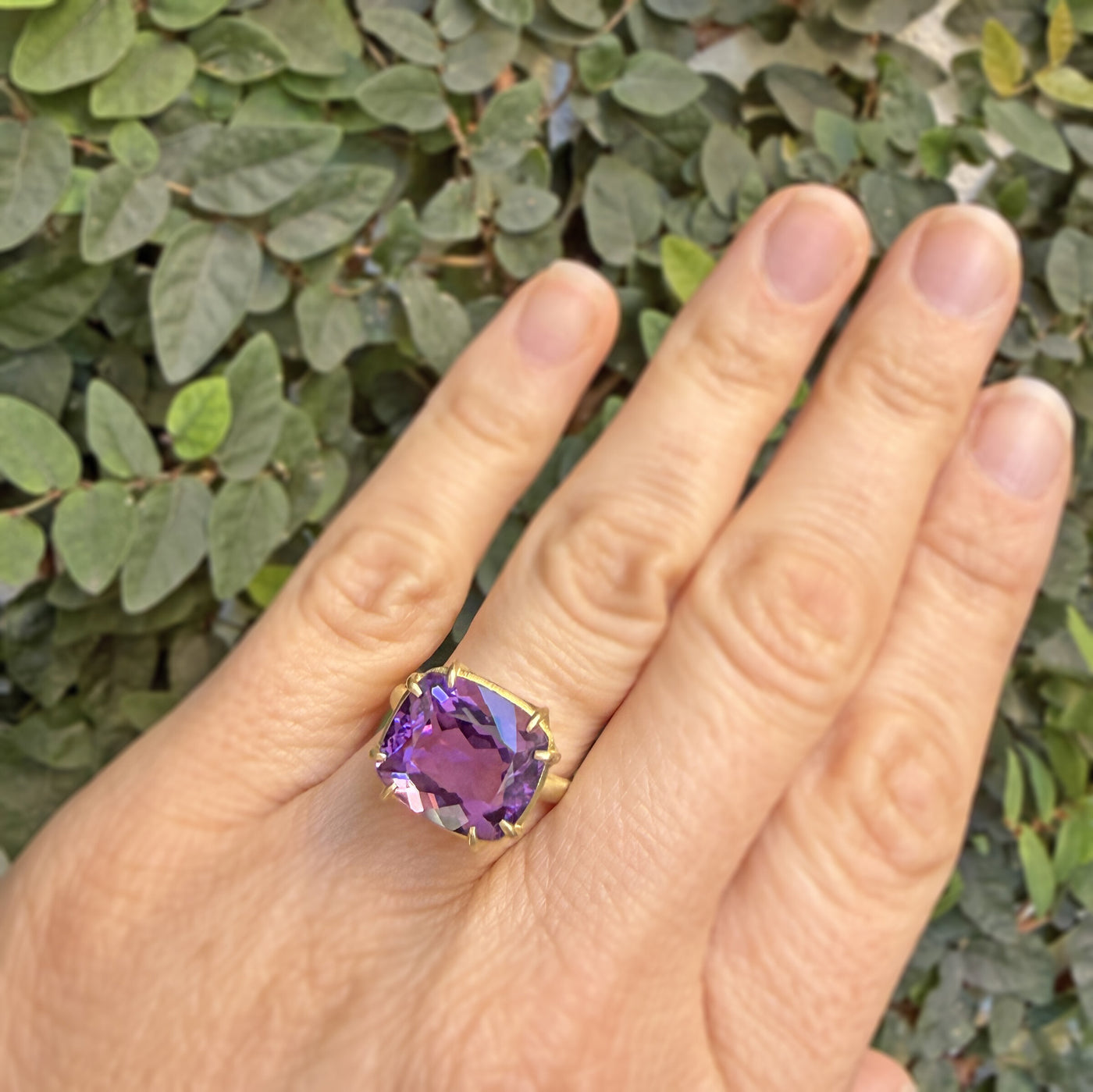 Cushion-Cut Amethyst Aqueduct Ring