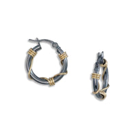 Small Black and Gold Wrapped Hoops