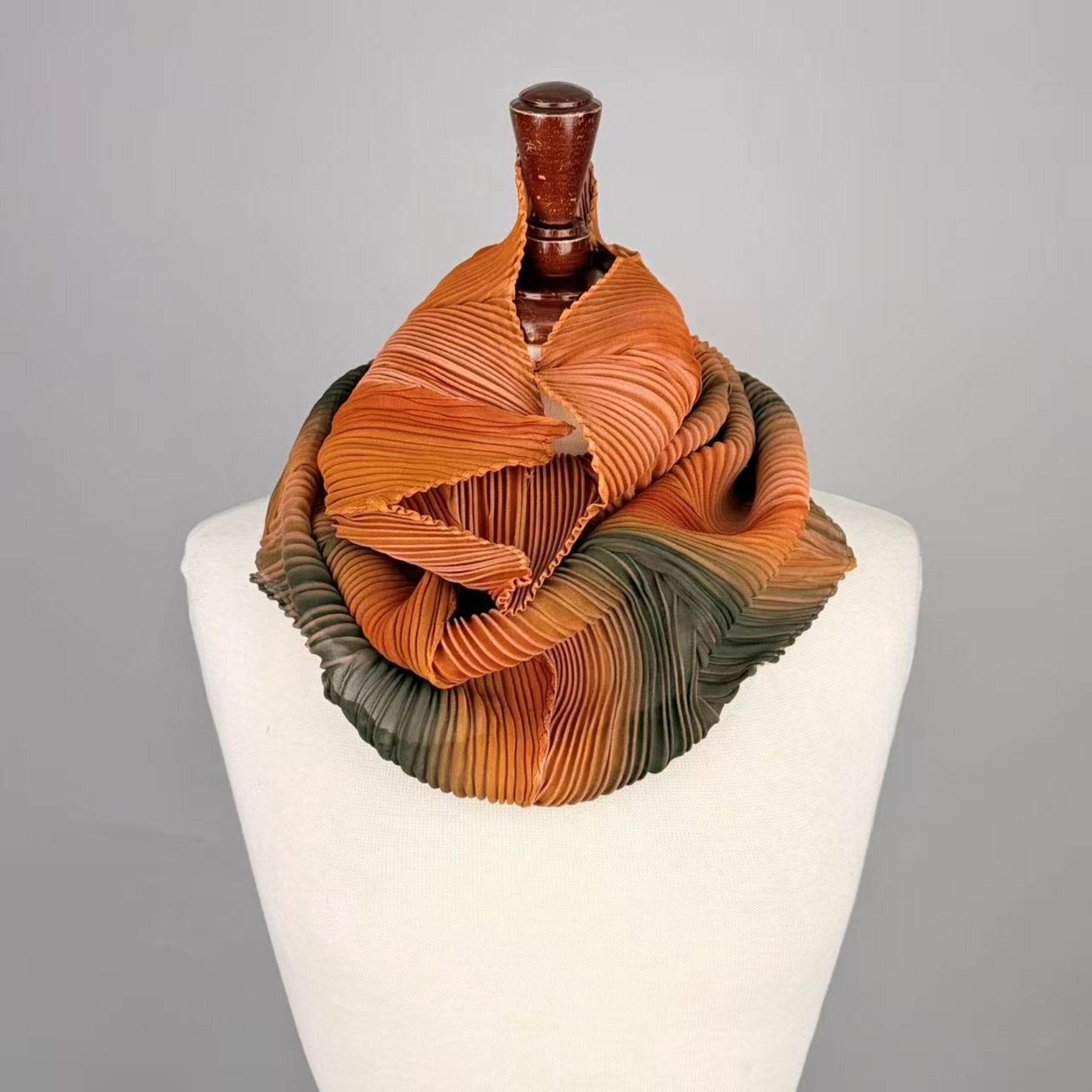 Pleated Silk Loop Scarf