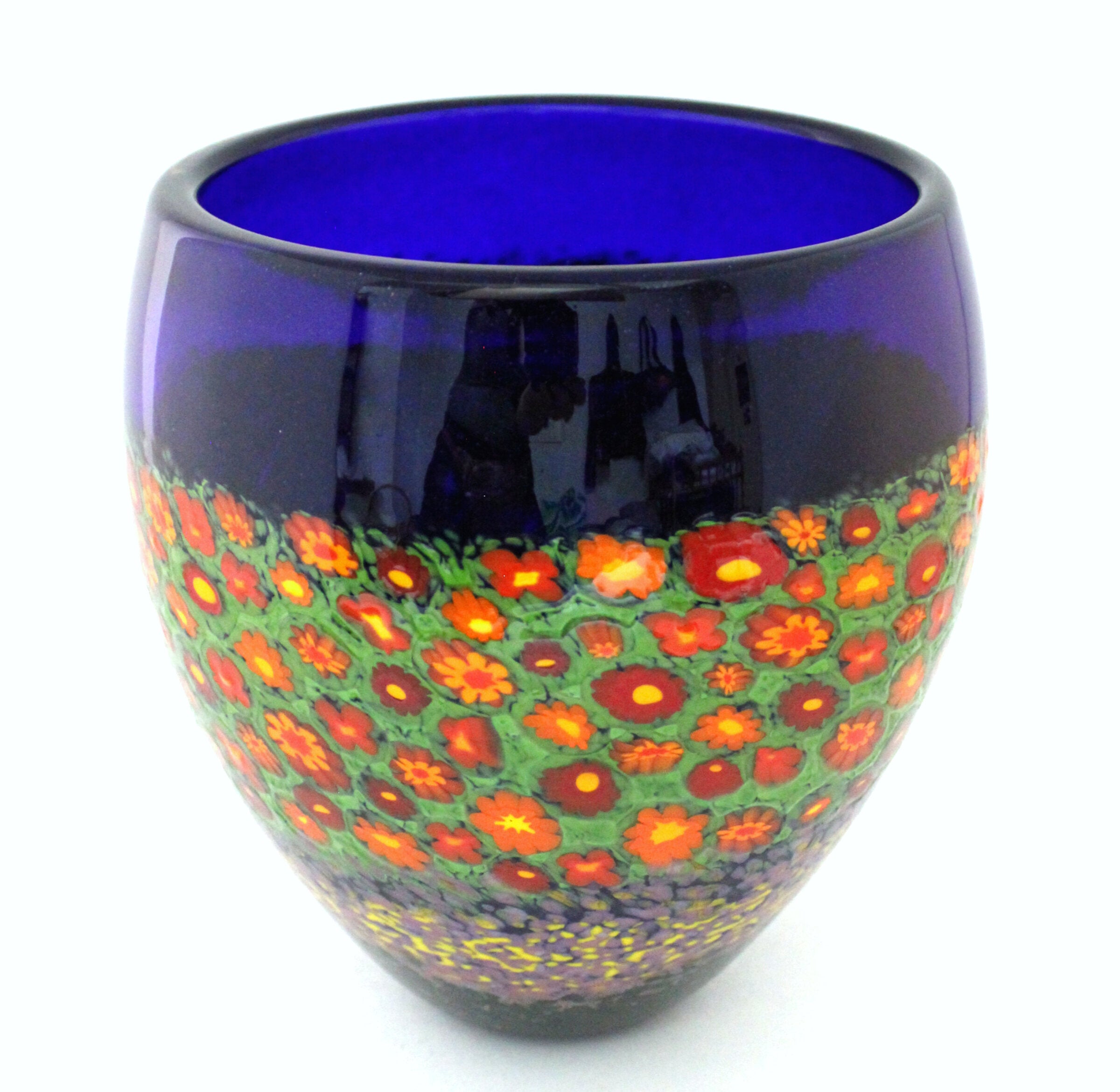 Cobalt California Poppies Bowl