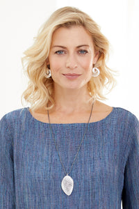 bright silver, oxidized chain, shown with Double orbit drop earrings by Lisa D'Agostino