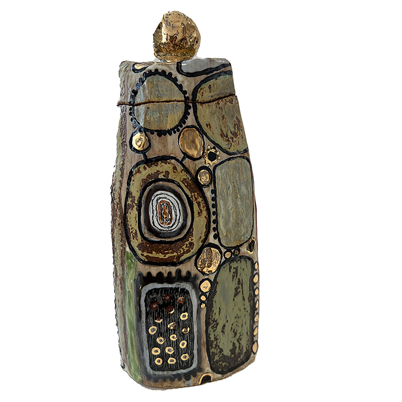 Rustic Abstract Tall Ceramic Box