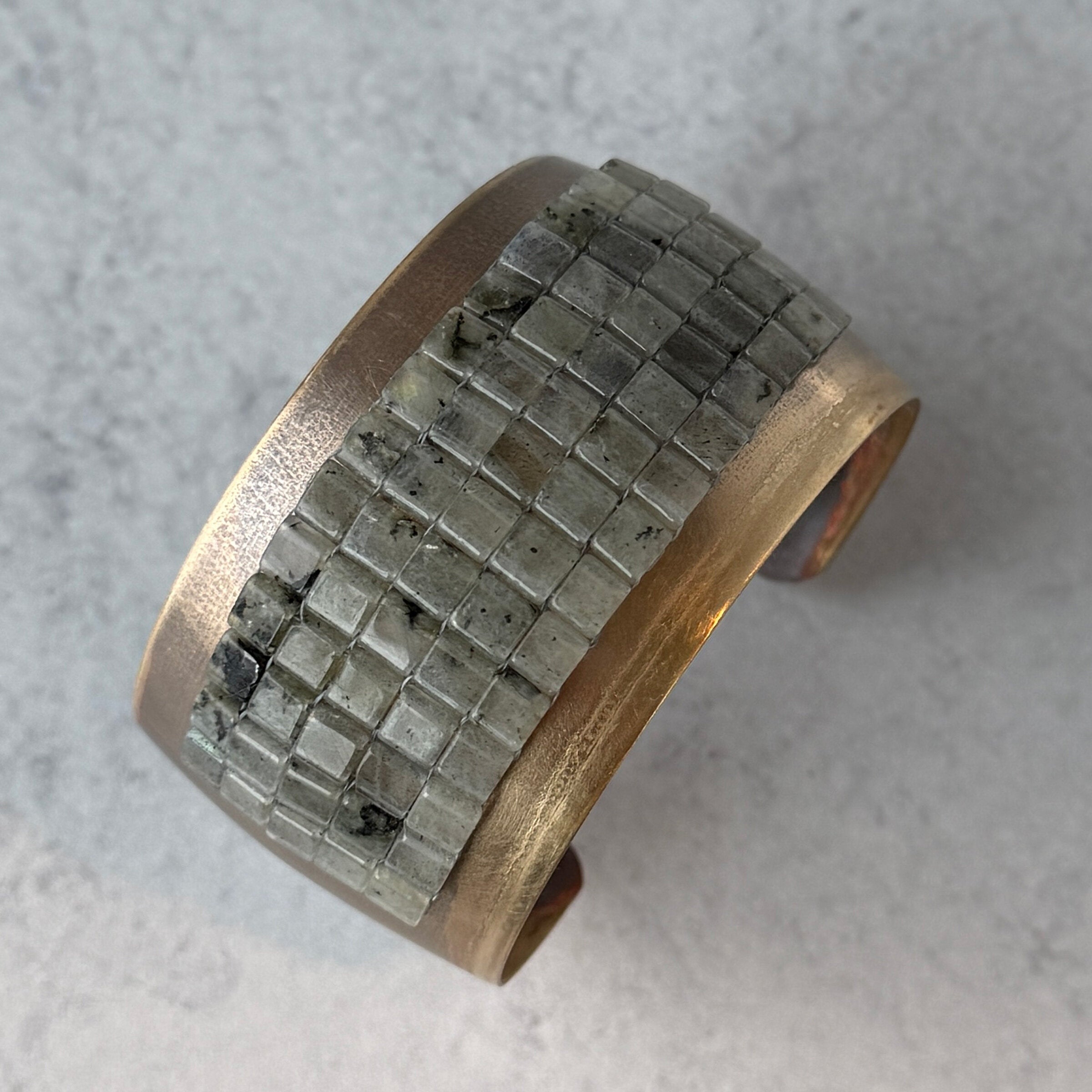 Labradorite Metal and Bead Cuff | Photo by Diana Ferguson