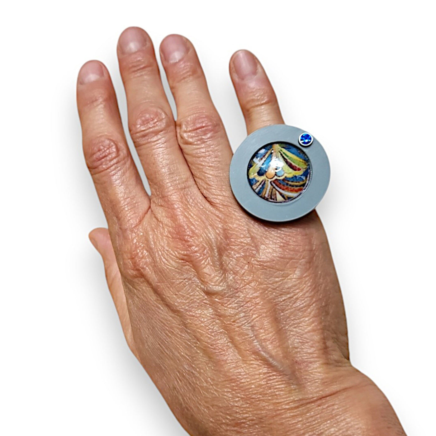Dark Blue Topaz Doodle Ring