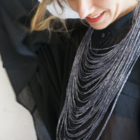 Silver Print Multi Strand Necklace