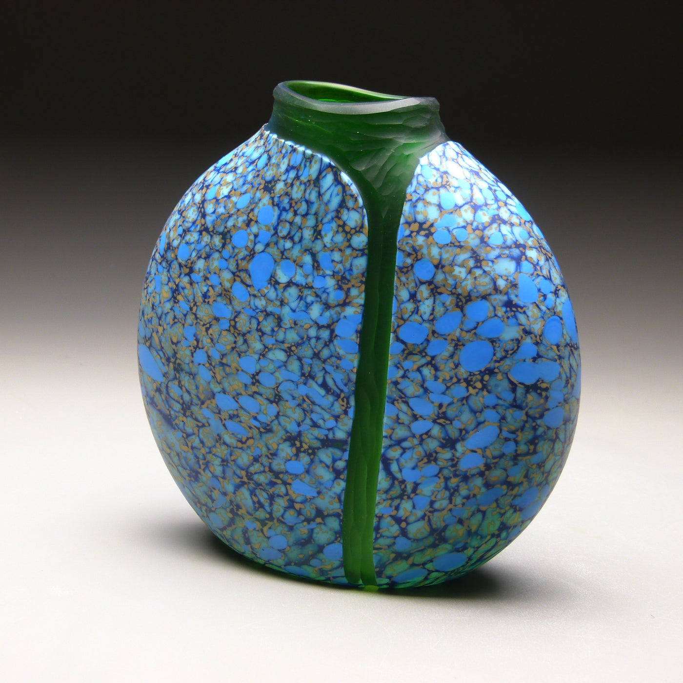 Blue Cascade Vase  with Green Interior