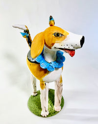 Beagle with Bluebird