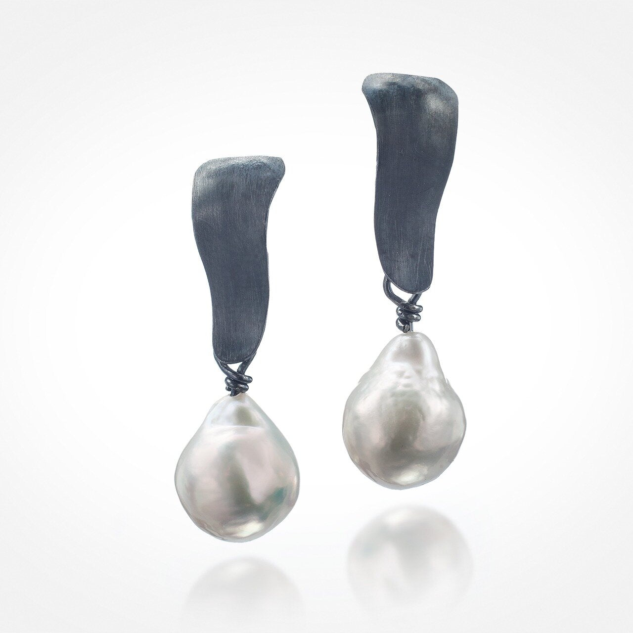 oxidized silver, white pearl