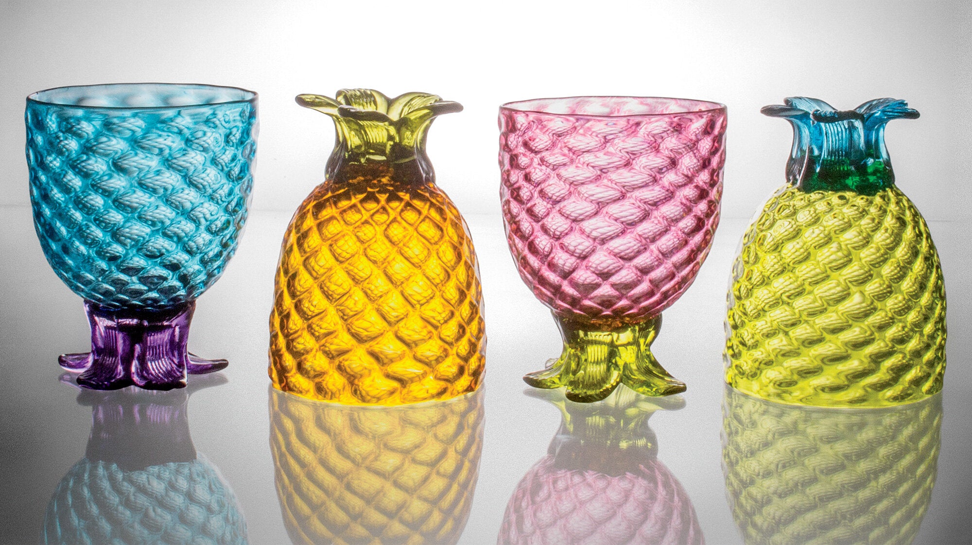 Set of Four of Small Pineapple Glasses