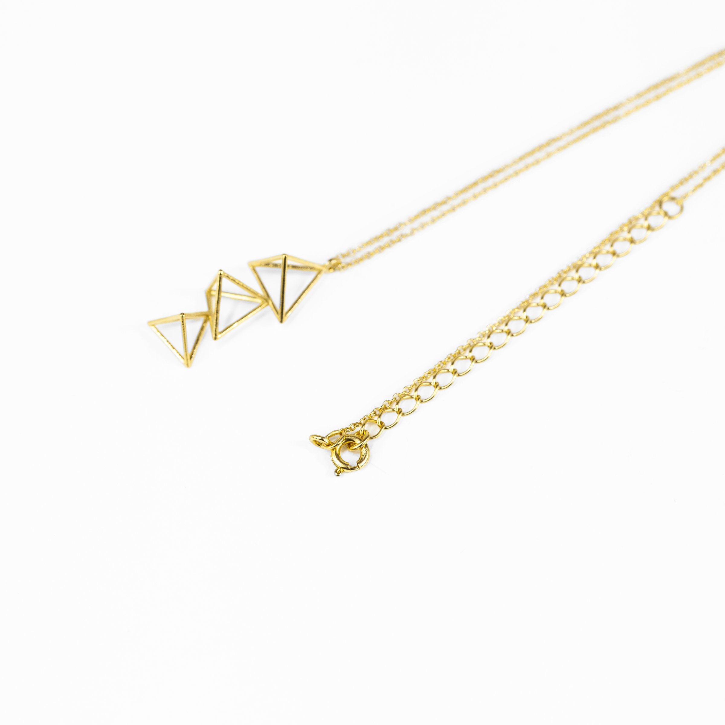 Small Vertical Triple Triangle Necklace