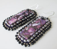 Purple Impression & Pearl Earrings