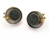 Black Drusy Circle Studs