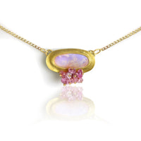 Rose and Lavender Pipe Crystal Opal Pendant with Pink Sapphire Cluster