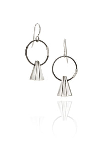 Oxidized Silver Hoop with Silver Triangles