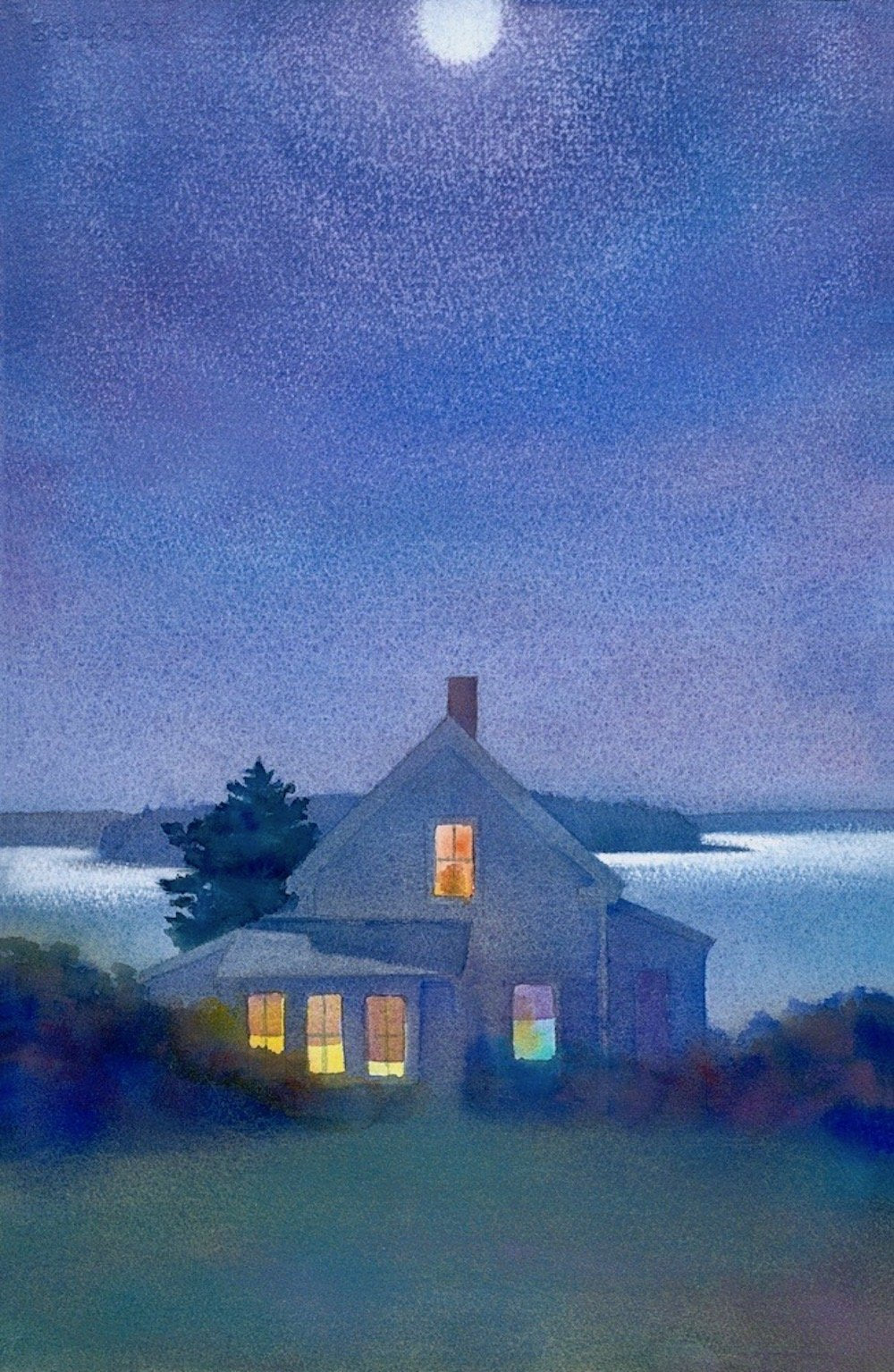Yellow House at Night