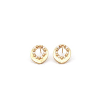 Gold Pearl Disc Earrings